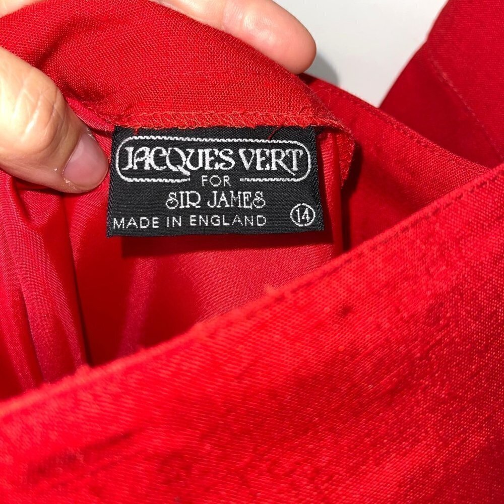 Jacques Vert Womens Skirt Red Size 14 Vintage Pleated Side Button Pocket Lined - Picture 4 of 13